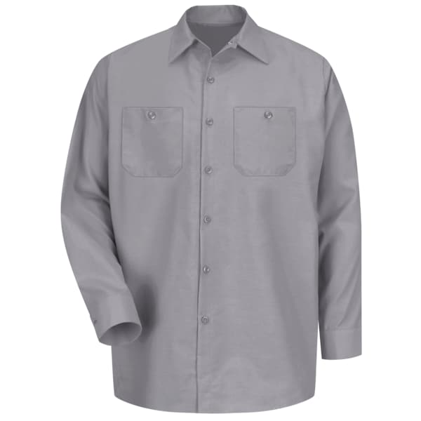 Red Kap Men's Long Sleeve Poplin Work Shirt, Cotton/Polyester, Buttons Closure, 2 Pocket(s), Silver Gray - SP14SV RG XL