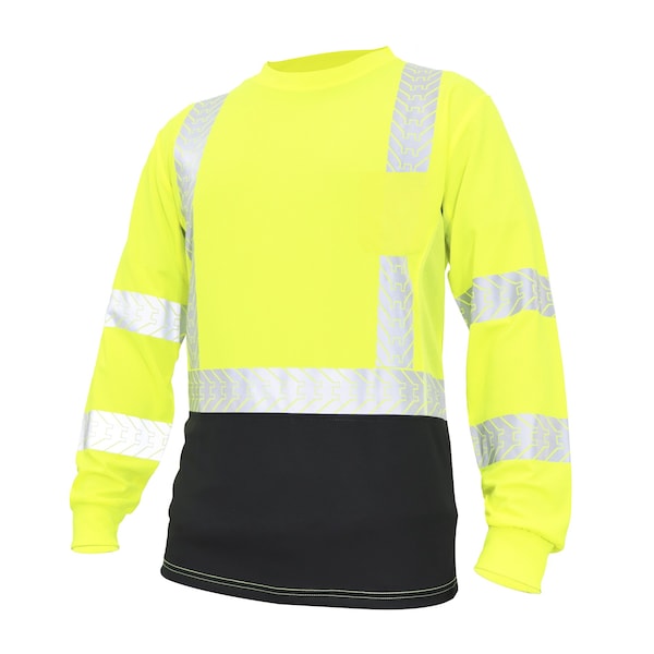 Ge HV Safety T-Shirt, Long Sleeve, Black Bottom, XL - GS118GXL