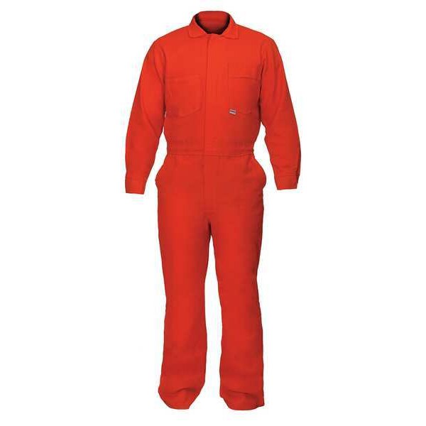 Chicago Protective Apparel Coverall, 10.8 cal/sq cm ATPV, S, 32 in Inseam, Flame-Retardant 100% Treated Cotton, Zipper - 605-IND-O-S