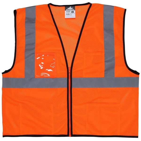 Mcr Safety Hi-Vis Economy Safety Vest S Class 2 , Zipper 3 Pockets - VCL2MOZS