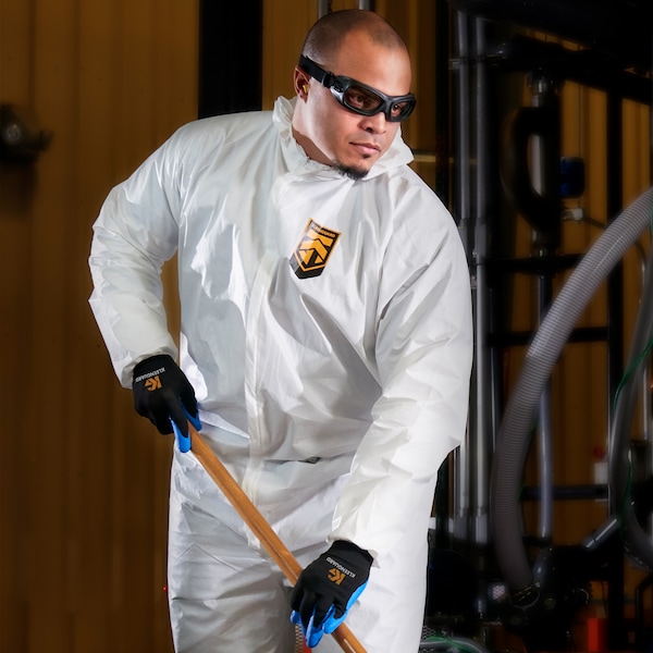Kleenguard Disposable Coverall, Hooded, 2XL, KleenGuard(TM) A80, Zipper, Elastic Cuff, Attached Boots Ankle - 45665