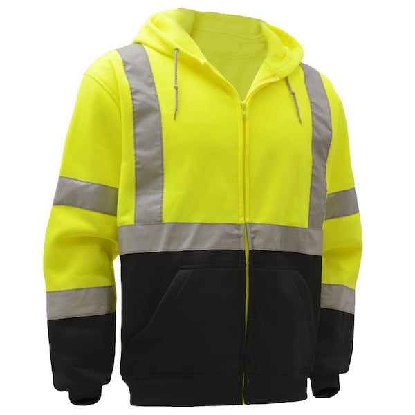 Gss Safety Class 3 Zipper Front Hooded Sweatshirt - 7003-LG