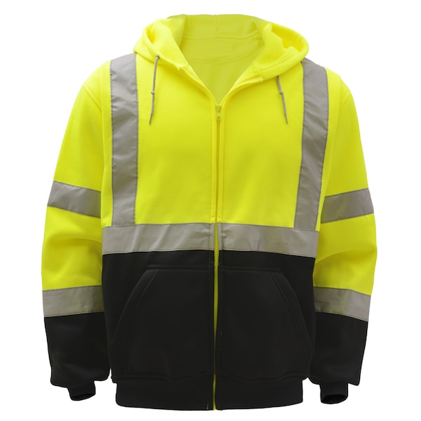 Gss Safety Class 3 Zipper Front Hooded Sweatshirt - 7003-LG