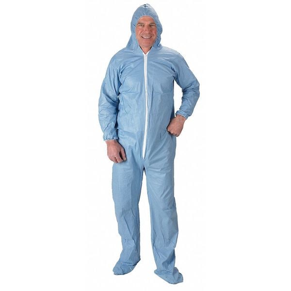 Lakeland Disposable Coverall, Hooded, 2XL, Pyrolon(R) Plus 2, Zipper, Elastic Cuff, Attached Boots Ankle - 07414-2XB