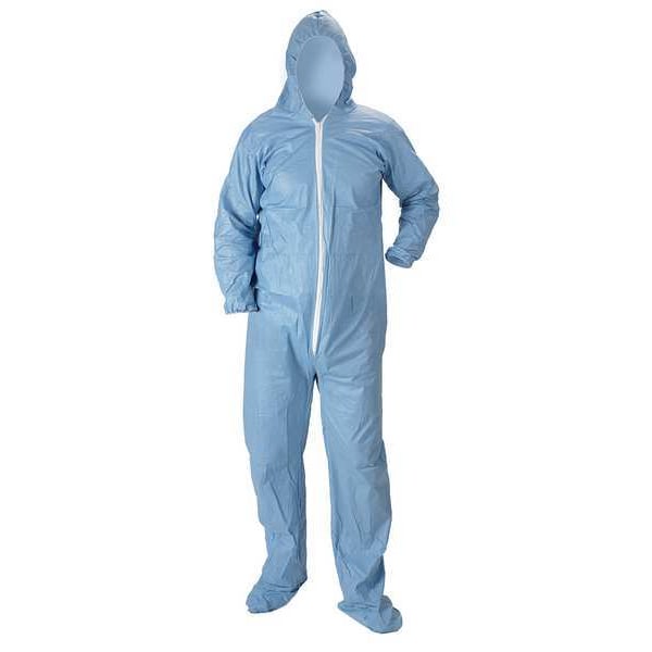 Lakeland Disposable Coverall, Hooded, 2XL, Pyrolon(R) Plus 2, Zipper, Elastic Cuff, Attached Boots Ankle - 07414-2XB