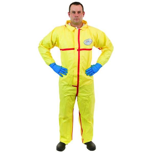 Chemsplash Chemical Resistant Coverall, Collared, XL, Non-Woven Laminate, Zipper, Elastic Cuff, Open Ankle - 7012YT-XL