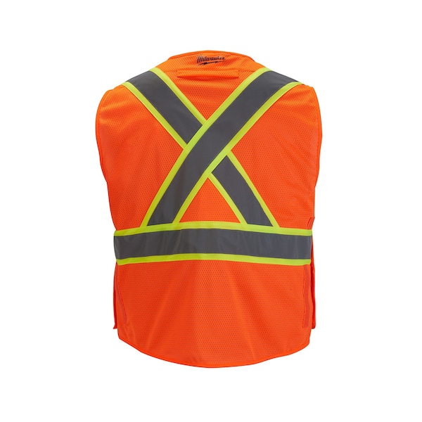Milwaukee Tool Class 2 CSA Compliant Breakaway High Visibility Orange Mesh Safety Vest - Large/X-Large - 48-73-5176
