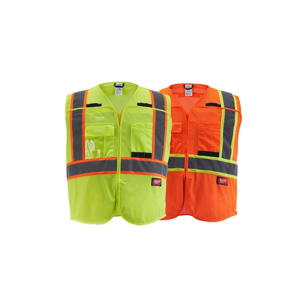 Milwaukee Tool Class 2 CSA Compliant Breakaway High Visibility Orange Mesh Safety Vest - Large/X-Large - 48-73-5176