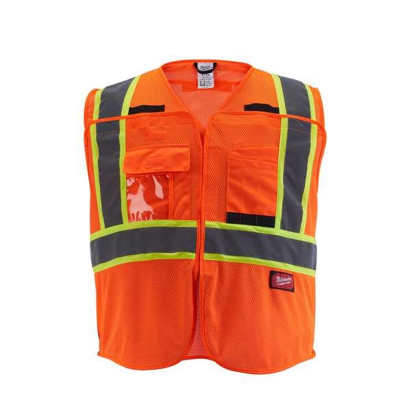 Milwaukee Tool Class 2 CSA Compliant Breakaway High Visibility Orange Mesh Safety Vest - Large/X-Large - 48-73-5176