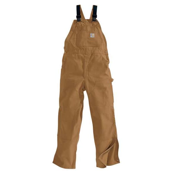 Carhartt Bib Overalls, 16 cal/sq cm ATPV, 36 in Inseam, 100% Cotton, Snap - 101627-211 36 36