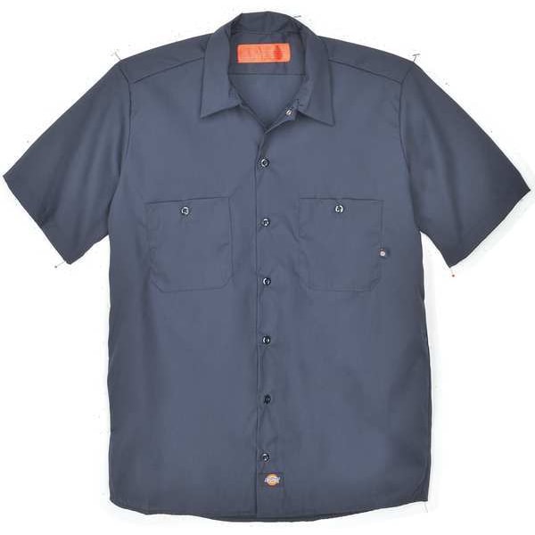 Dickies Men's Short Sleeve Industrial Work Shirt, Cotton/Polyester, Button Closure, Navy - S535NV RG S