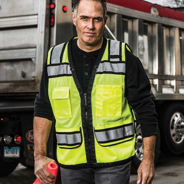 Game Workwear The Surveyor Vest, Yellow/Black, Size Large - I-44
