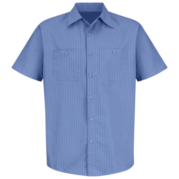 Red Kap Men's Short Sleeve Work Shirt, 65% Polyester / 35% Cotton, Button Closure, XL - SB22BS SS XL