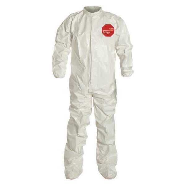 Dupont Chemical Resistant Coverall, Collared, XL, Tychem(R) 4000, Zipper, Elastic Cuff, Taped Seam, 4 PK - SL121TWHXL000400