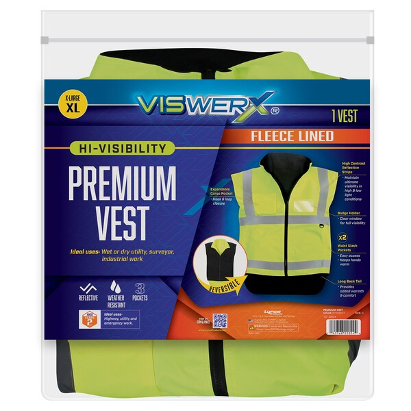 Viswerx Hi-Vis Reversible Fleece Lined Vest-ANSI CL2 XL - 127-22054