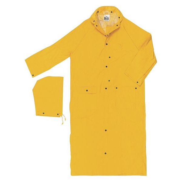 Mcr Safety Raincoat with Detachable Hood, Yellow - 360CX5