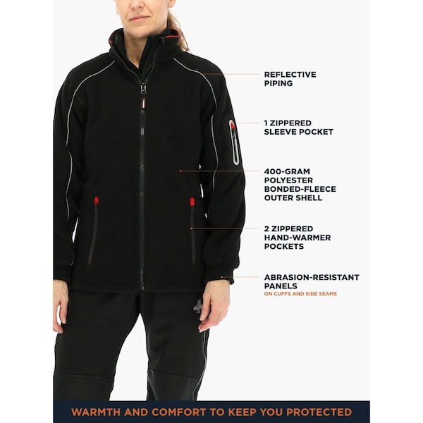 Refrigiwear Women's Hybrid Fleece Black Med - 9720RBLKMED