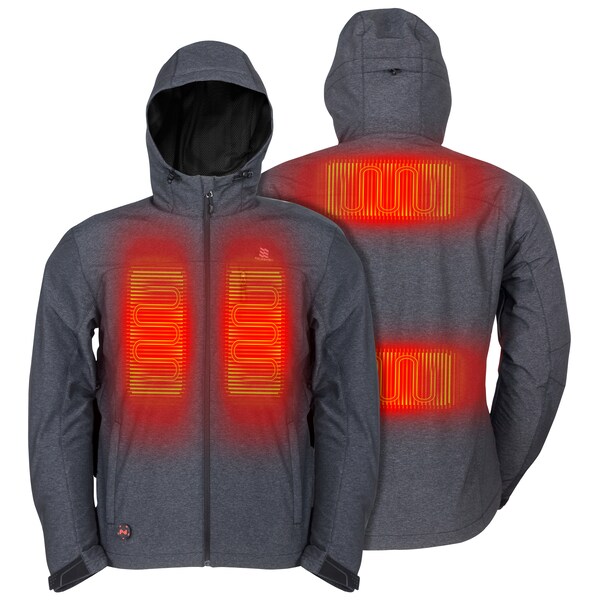 Mobile Warming Men's Adventure Heated Jacket, Heather Gray, , 7.4 2XL - MWMJ10220620
