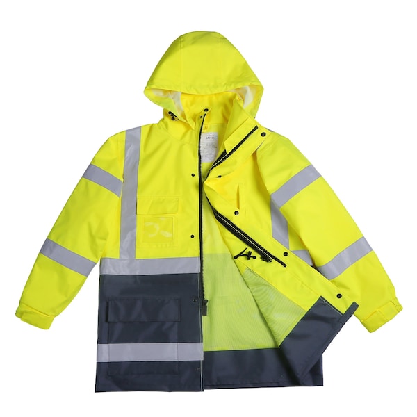 2W International Hi-Vis Parka, 100% Polyester Oxford with PU coating., Lime, M - 360C-3 M
