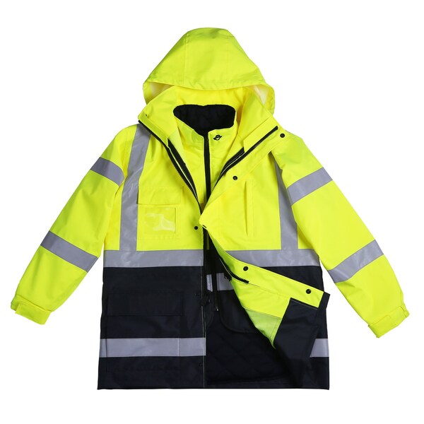 2W International Hi-Vis Parka, 100% Polyester Oxford with PU coating., Lime, M - 360C-3 M