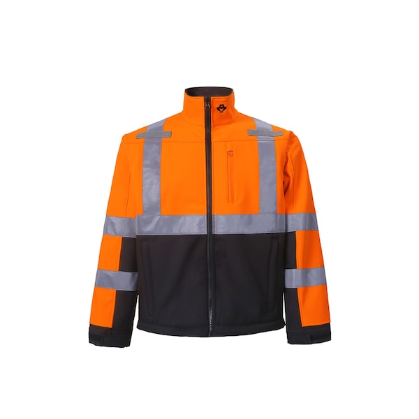 2W International Hi-Vis Softshell Jacket, 100% soft shell Thermoplastic Polyurethane (TPU)., Class 3 Orange, L - SHL33C-3 L