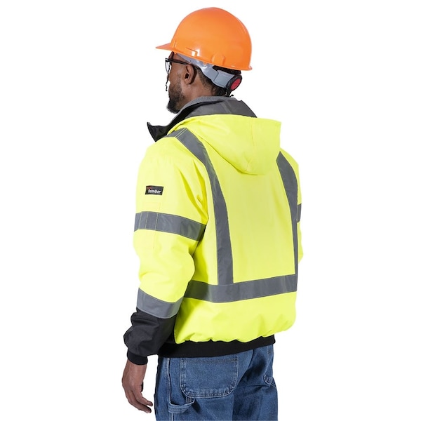 Pioneer High Visibility Waterproof Heated Bomber Jacket, Polyester, Yellow, 4XL - V1210160U-4XL