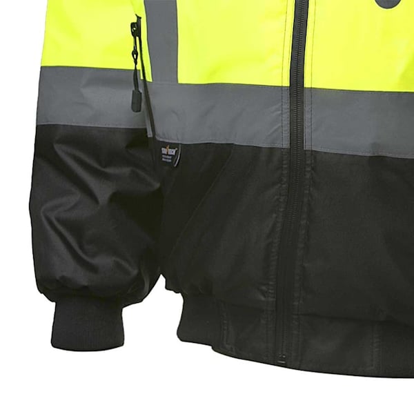 Pioneer High Visibility Waterproof Heated Bomber Jacket, Polyester, Yellow, 4XL - V1210160U-4XL