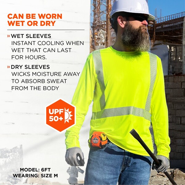 Ergodyne XL Lime Class 2 Hi-Vis Sun Shirt Cooling UV-Protection - 6688