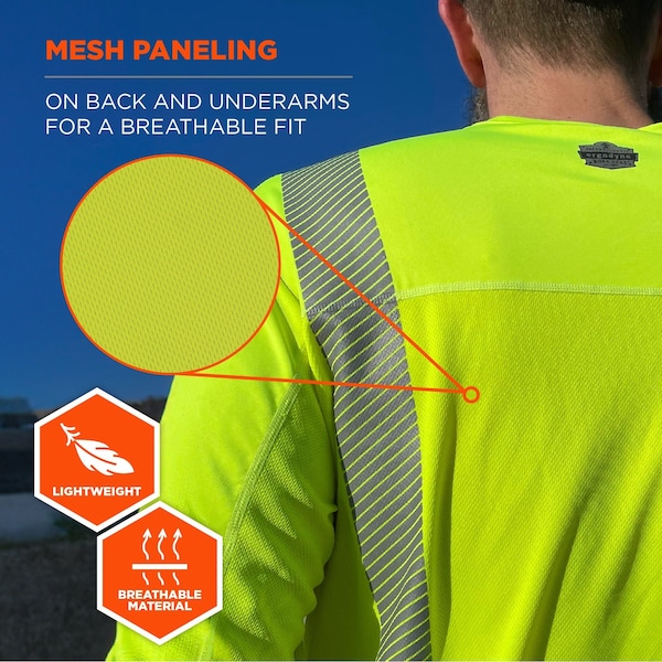 Ergodyne XL Lime Class 2 Hi-Vis Sun Shirt Cooling UV-Protection - 6688