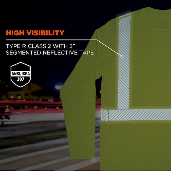 Ergodyne XL Lime Class 2 Hi-Vis Sun Shirt Cooling UV-Protection - 6688