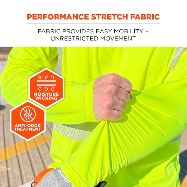 Ergodyne XL Lime Class 2 Hi-Vis Sun Shirt Cooling UV-Protection - 6688