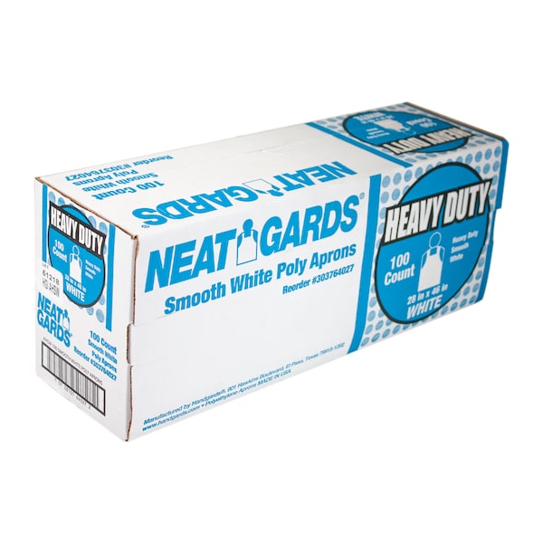 Neatgards Handgards Neatgards Heavy Duty Smooth White Poly Apron, PK100 - 303764027