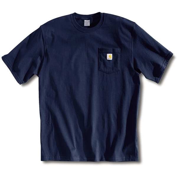Carhartt Men's T-Shirt, 100% Cotton, Pullover Closure, 1 Pocket(s), Navy - K87-NVY XXL TLL