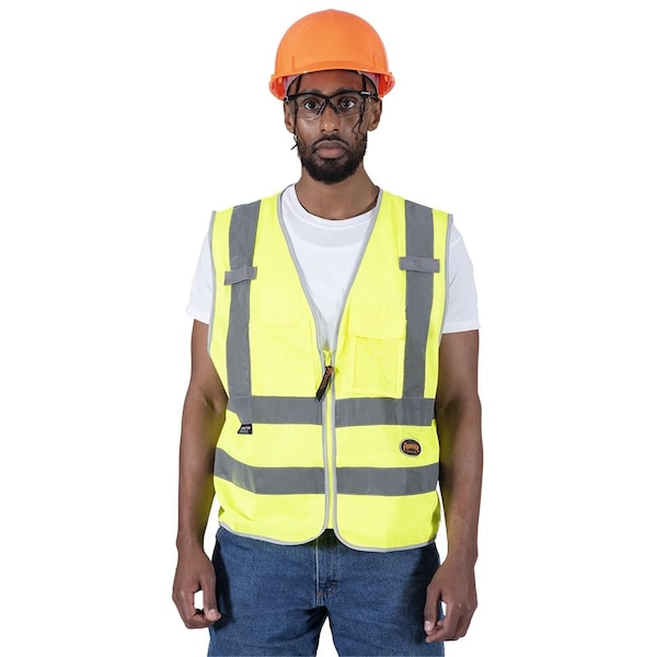 Pioneer Tricot Safety Vest, Green, Small, 2 Stripe - V1025160U-S