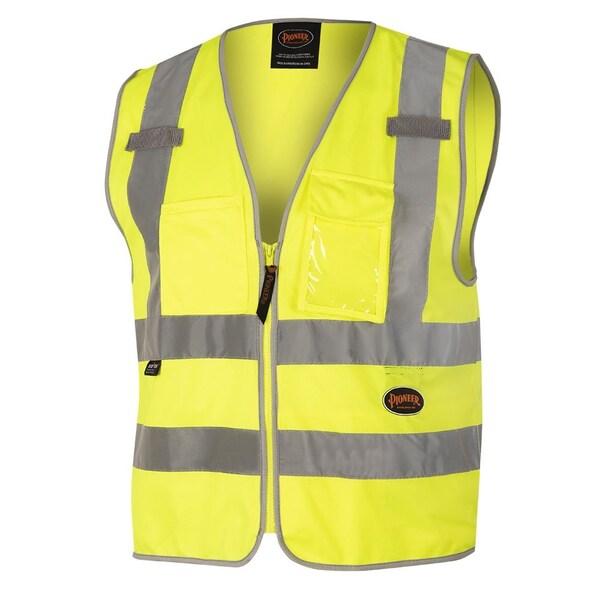 Pioneer Tricot Safety Vest, Green, Small, 2 Stripe - V1025160U-S