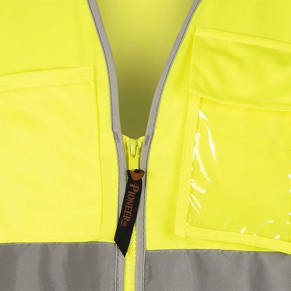 Pioneer Tricot Safety Vest, Green, Small, 2 Stripe - V1025160U-S