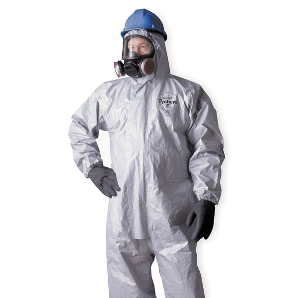 Dupont Chemical Resistant Coverall, Hooded, 2XL, Tychem(R) 6000, Zipper, Elastic Cuff, Elastic Ankle, 6 PK - TF145TGY2X000600