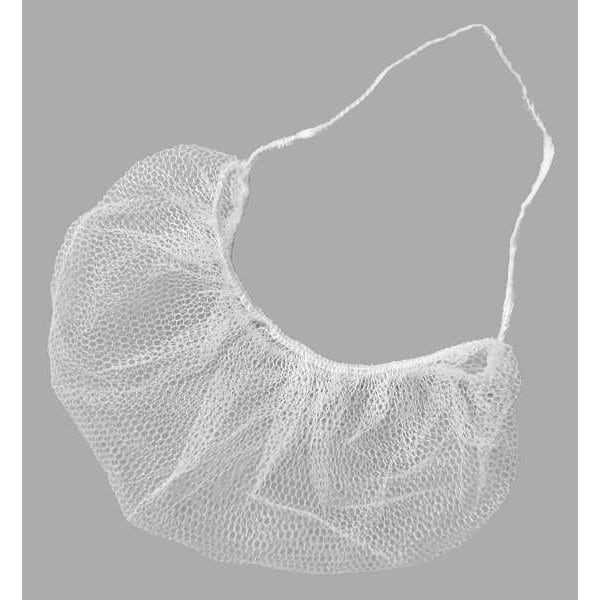 Action Chemical Beard Cover, Nylon, Polyester, 18 in Dia., White, Universal, 1000 PK - BN18W