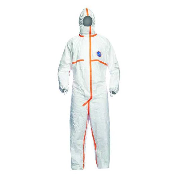 Dupont Chemical Resistant Coverall, Hooded, 2XL, Tyvek(R) 800, Adhesive, Elastic Cuff, Elastic Ankle - TJ198TWH2X0025PI
