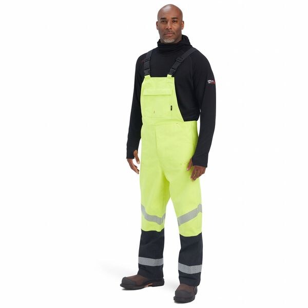 Ariat FR HI-VIS WATERPROOF BIB, 32% Cotton, 50% Modacrylic, 8% Polyarylate, 9% Nylon, Fabric, Yellow - 10041079