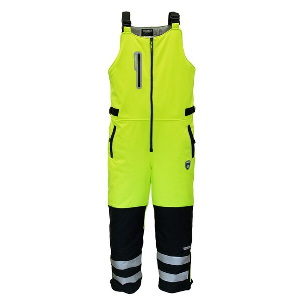 Refrigiwear Hi-Vis Bib Overalls, Polyester, Black/Lime, XL - 0797RBLMXLGL2