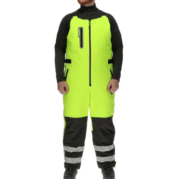 Refrigiwear Hi-Vis Bib Overalls, Polyester, Black/Lime, XL - 0797RBLMXLGL2