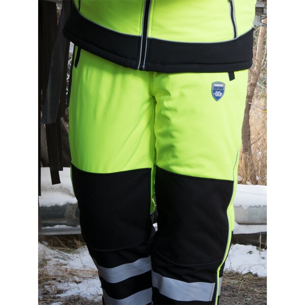 Refrigiwear Hi-Vis Bib Overalls, Polyester, Black/Lime, XL - 0797RBLMXLGL2