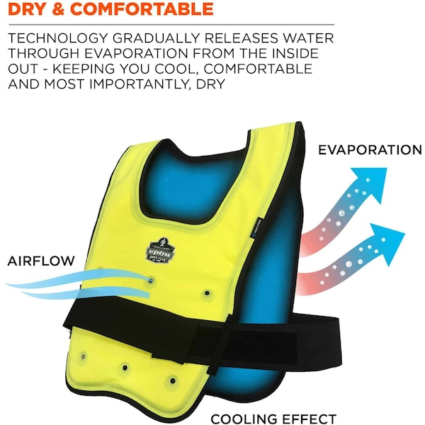 Ergodyne Dry Cooling Vest, 72 hr. Cooling, Nylon - 6687