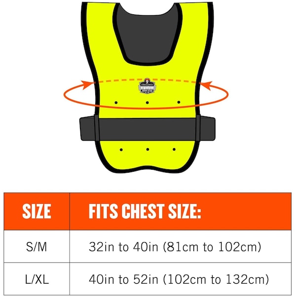 Ergodyne Dry Cooling Vest, 72 hr. Cooling, Nylon - 6687