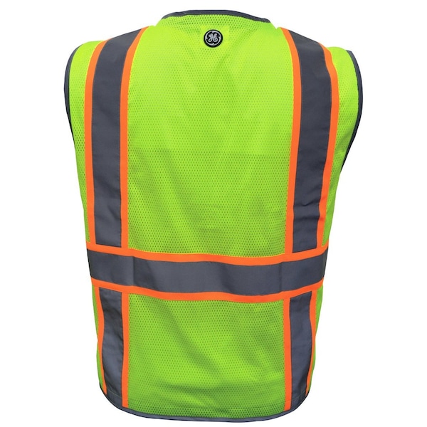 Ge Hi-Vis Safety Vest L Class 2 , Zipper 8 Pockets, ID Window - GV086GL
