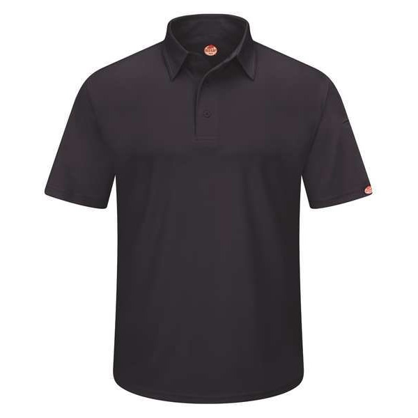 Red Kap Men's Short Sleeve Polo, Polyester, Button Closure, 2 Pocket(s), L - SK90BK SS L