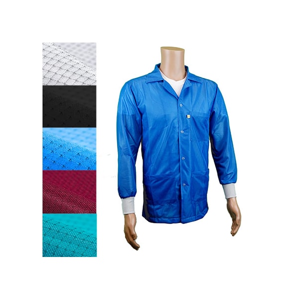 Transforming Technologies ESD Jacket, 3/4ths Length, Lapel Collar, Knit Cuff, Large, Maroon - JKC9024MR