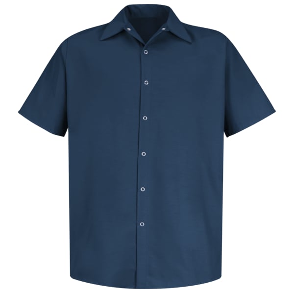 Red Kap Men's Mens Ss Navy Work Shirt No Pkts, 4XL, Cotton/Polyester, Snap Closure, 0 Pocket(s), Navy - SP26NV SS 4XL