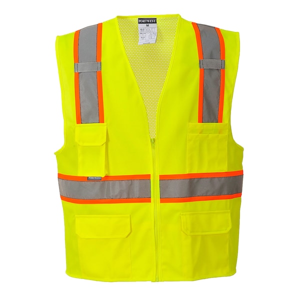 Portwest Jackson Hi-Vis Executive Vest 2XL Class 2 H Back, , zipper 6 Pockets, 2 Mic Tab - US372